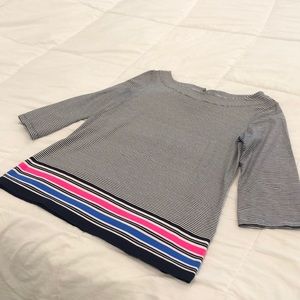 Cropped sleeve strip Lilly Pulitzer shirt with back button detail